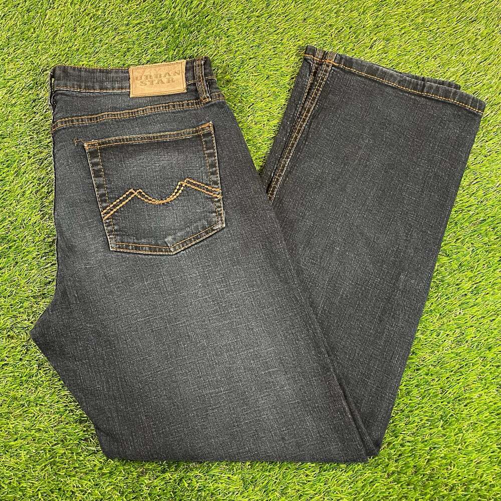 Urban Star Jeans Mens 34x30 Dark Wash Stretch Straight Leg Denim Pants